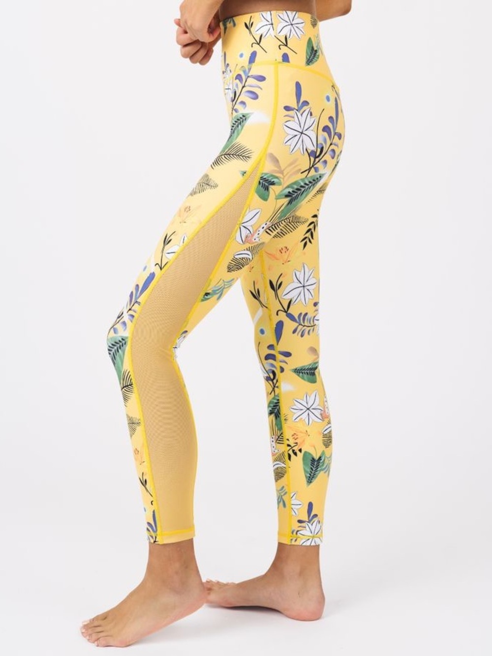 ZYIA Active yellow floral reflective Light n Tight high-rise 7/8 leggings
